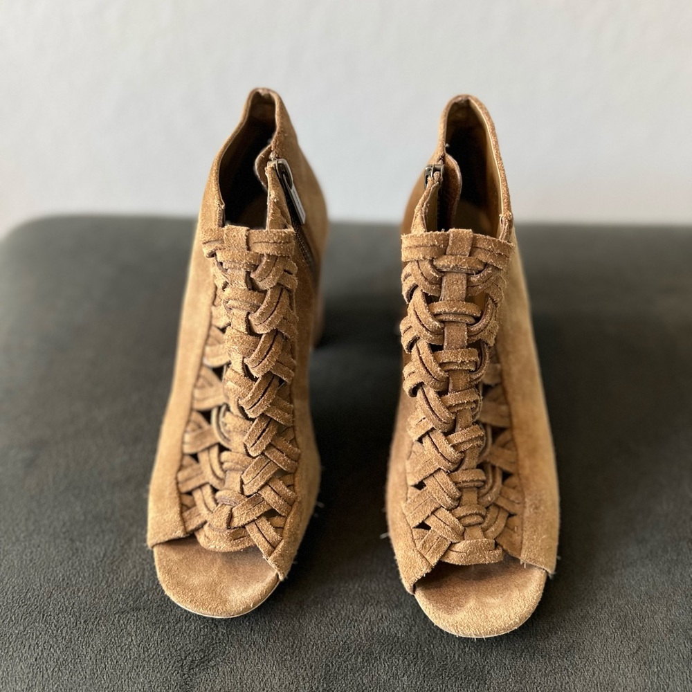 Michael Kors toe less brown booties